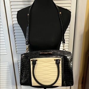 Brahmin ‘Greta’ Satchel Black and Crème Satchel